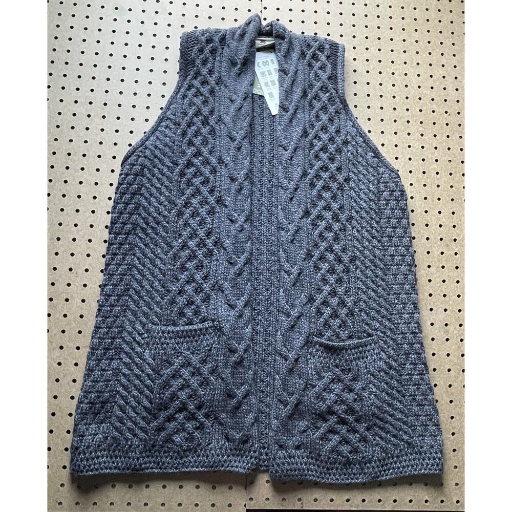 NWT Carraig Donn Sweater Womens XL Gray Aran Woollen Mills Merino Wool Ireland - Picture 2 of 9